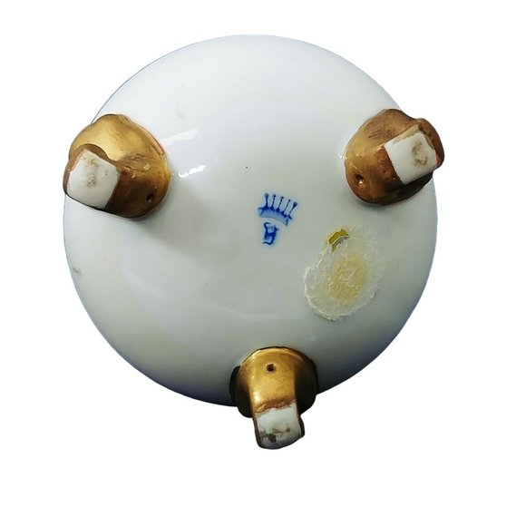 Creamer Pitcher Footed Hand Painted Gold Trim Floral Collectible Vintage 3.25"H - Picture 6 of 8